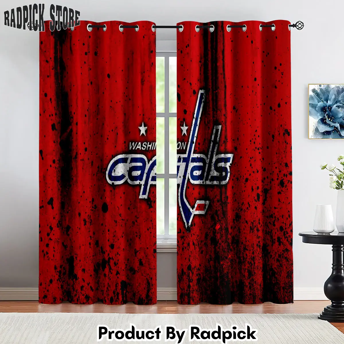 Radpick washington capitals hockey league curtains drapes for window treatment set 13 rp852155
